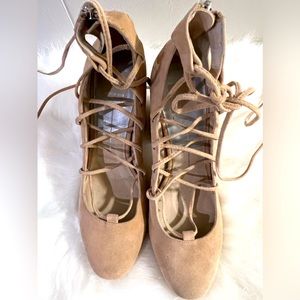 Dolce Vita Nude Lace Up Suede Heels